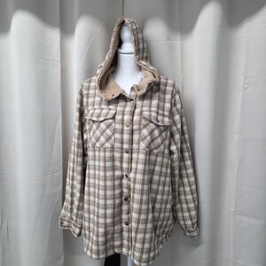 NWT Asvivid Plaid Hooded Fleece Lined Women's Jacket